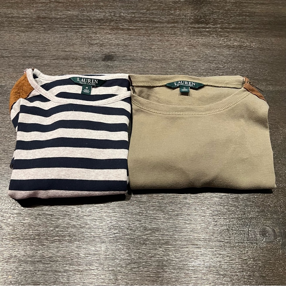 Lauren Ralph Lauren Women’s Equestrian Academia Lot of 2 Sz M Shirts Old Money